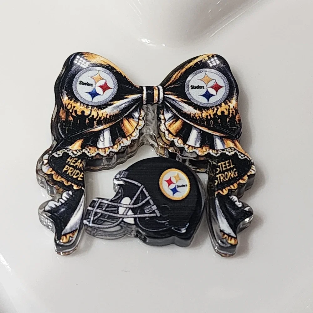 Football Bow Acrylic Focal Bead Crafts Pitt Beaded Pen Jewelry Making Keychain